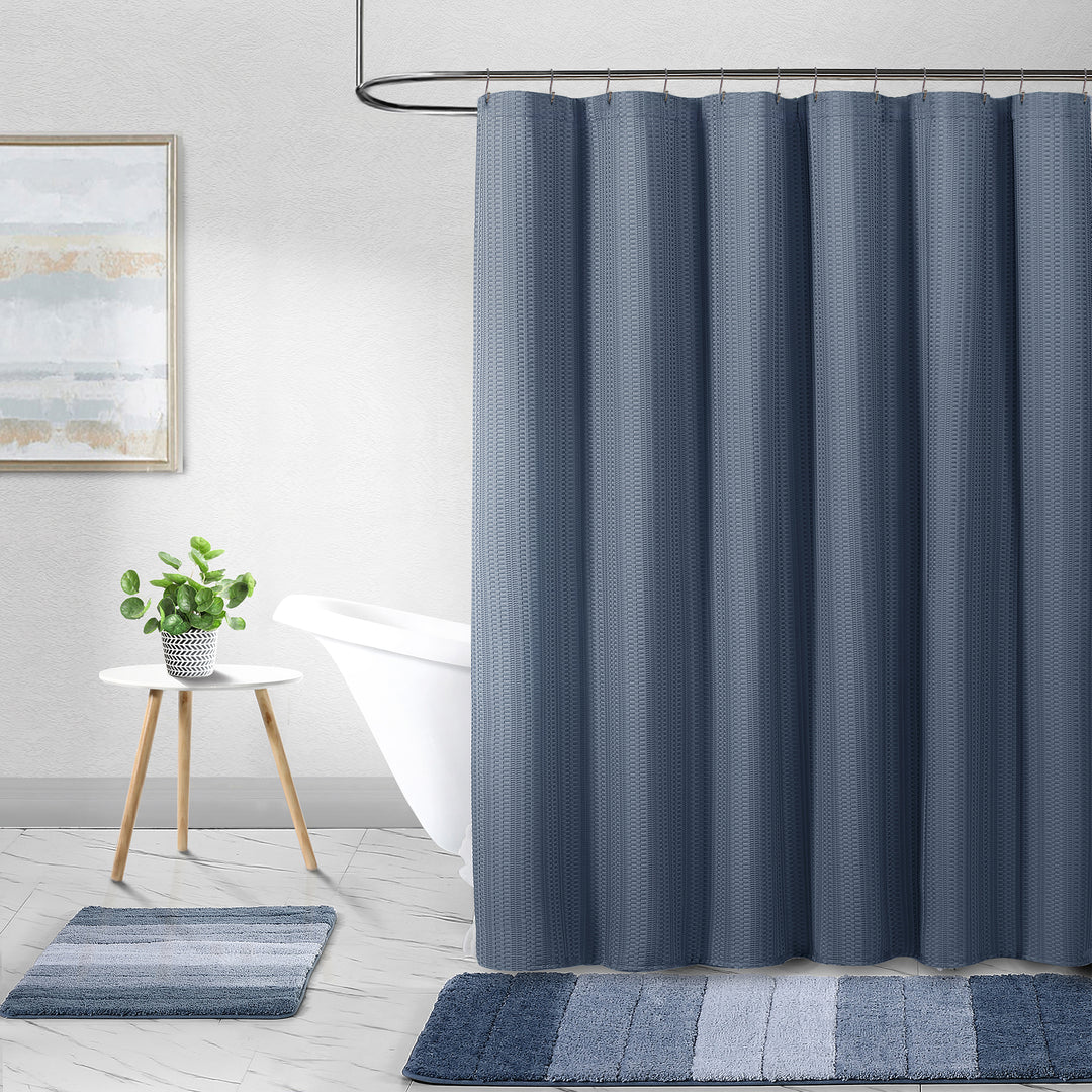 Bridgeport Waffle Weave Linen Shower Curtain, 70" x 72" - PoshBlu