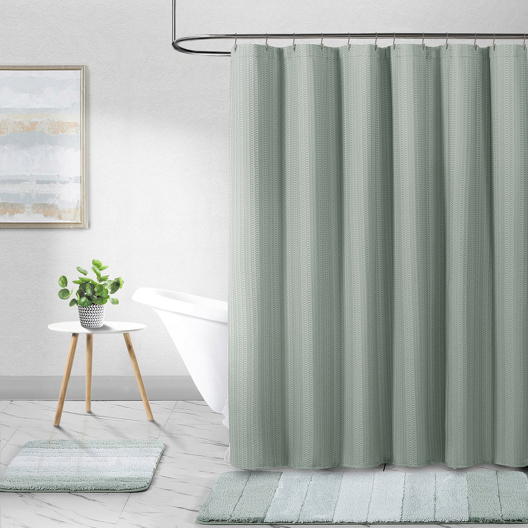 Bridgeport Waffle Weave Linen Shower Curtain, 70" x 72" - PoshBlu