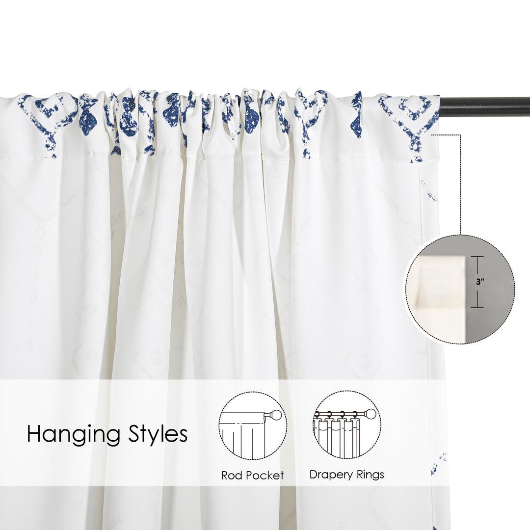 Fez Boho Room Darkening Rod Pocket Curtain, 1 Panel - PoshBlu