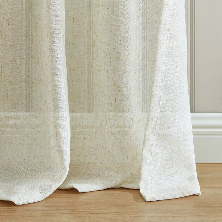 SUN+BLK Grenada Linen Semi-Sheer Curtain Panels - PoshBlu