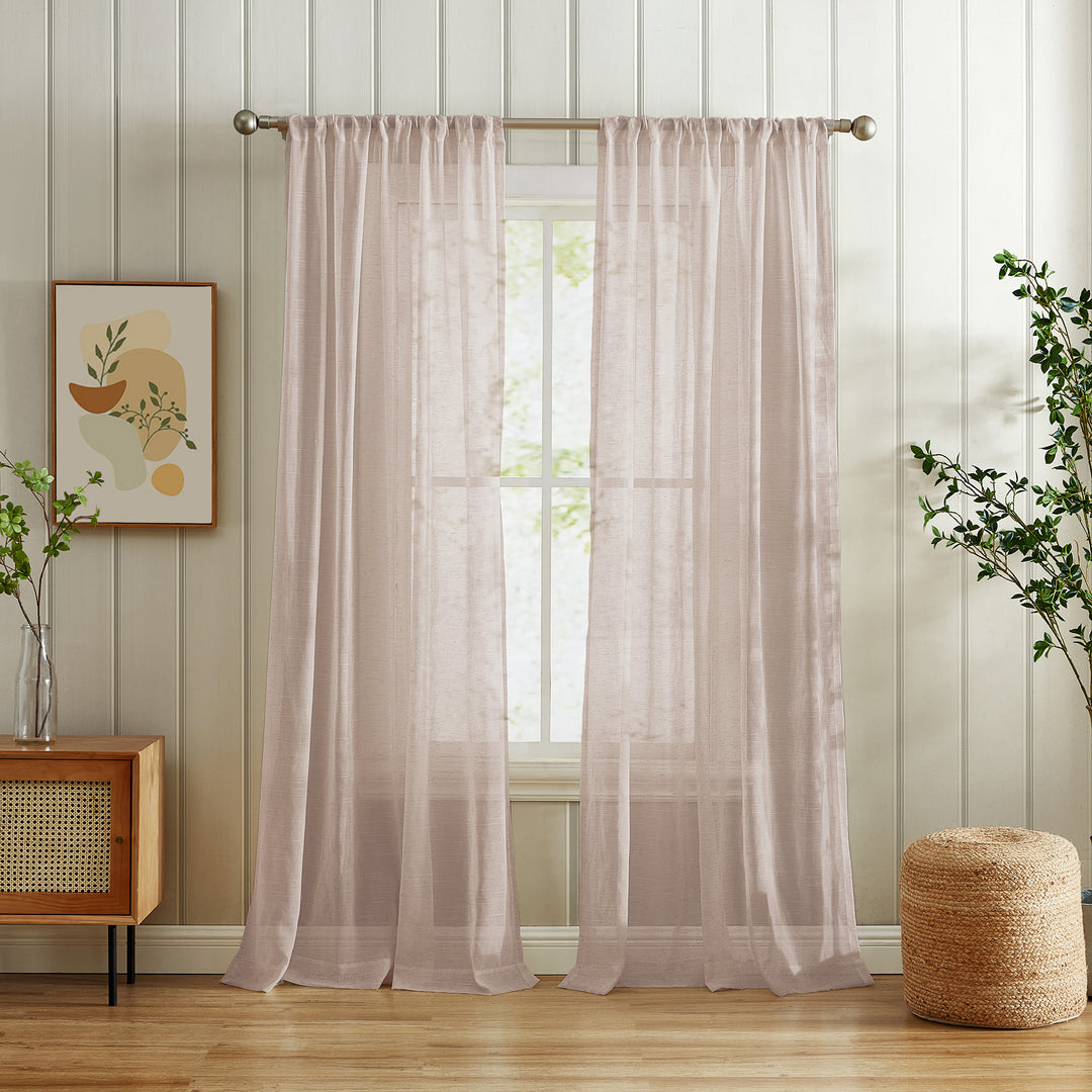 Vandam Linen Blend Sheer Curtain, 1 Panel - PoshBlu