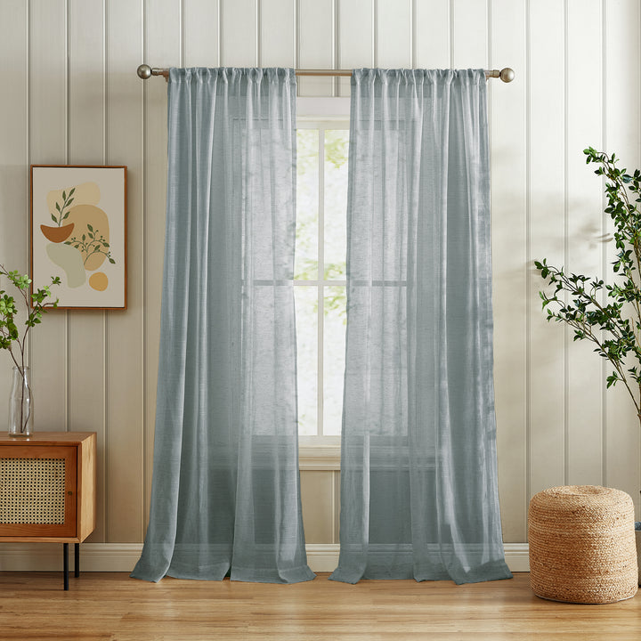 Vandam Linen Blend Sheer Curtain, 1 Panel - PoshBlu