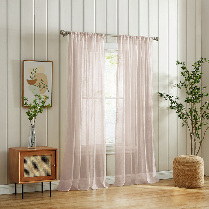 Vandam Linen Blend Sheer Curtain, 1 Panel - PoshBlu