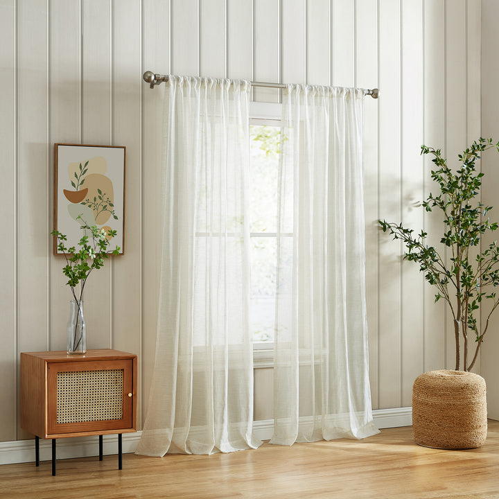 Vandam Linen Blend Sheer Curtain, 1 Panel - PoshBlu