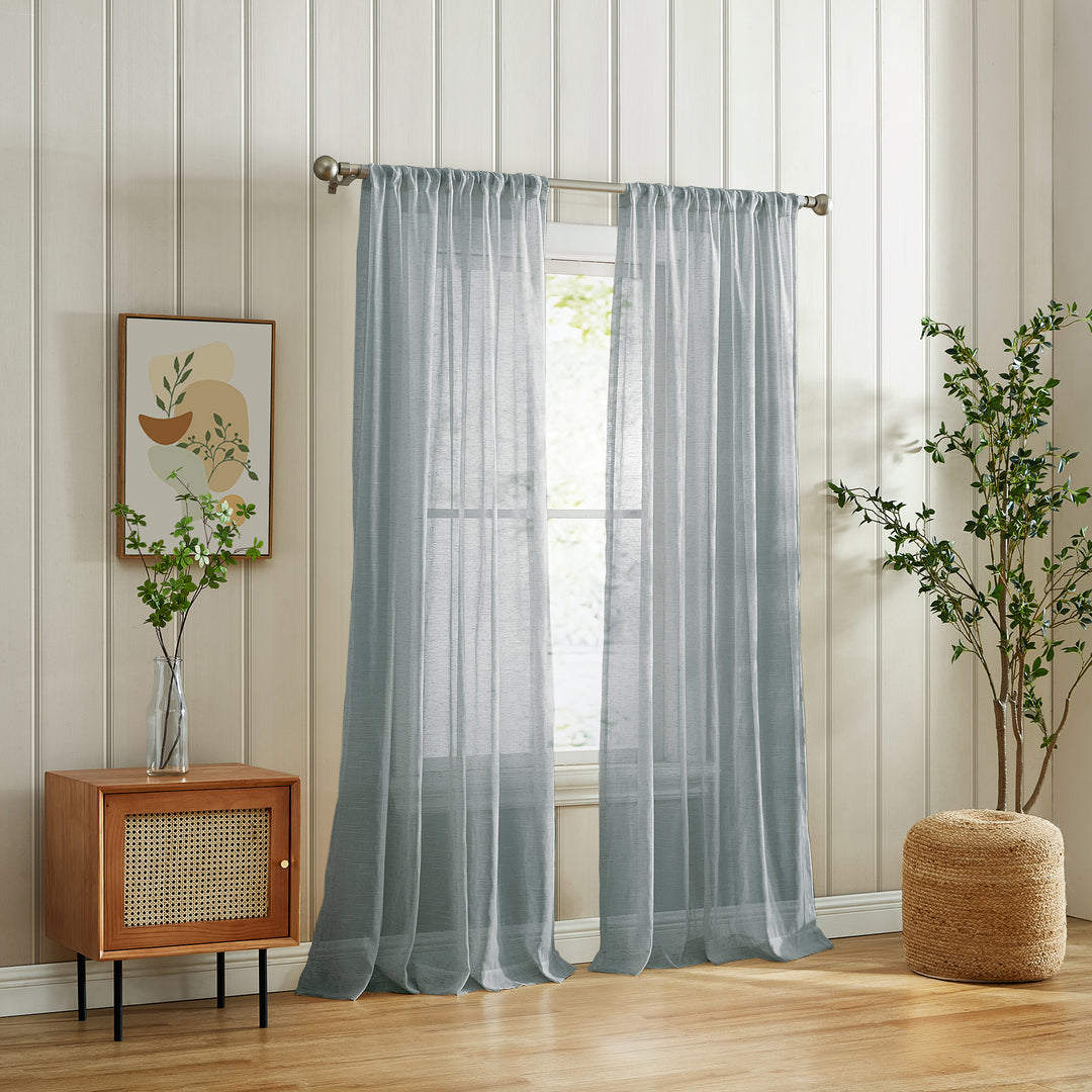 Vandam Linen Blend Sheer Curtain, 1 Panel - PoshBlu