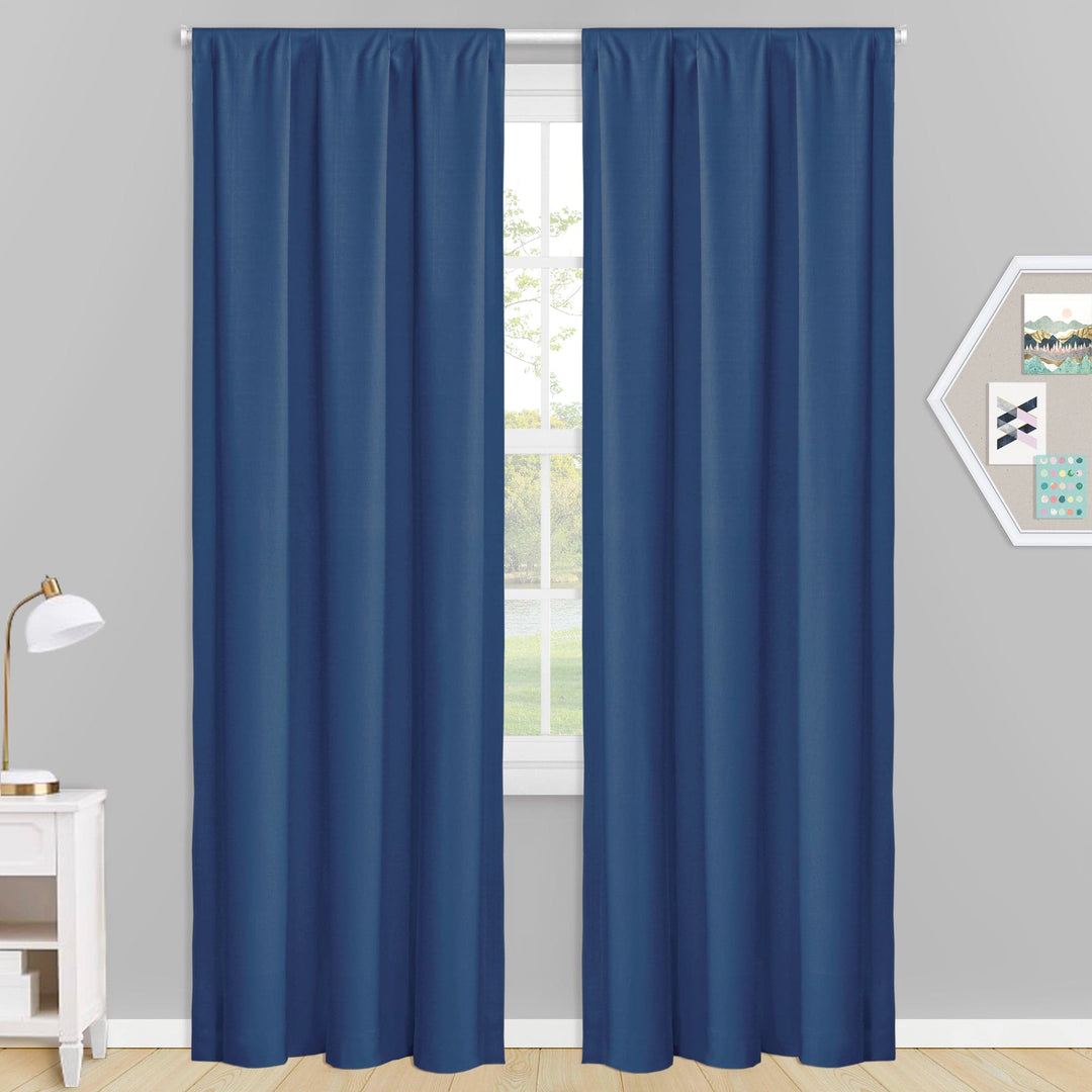 Vanguard Solid Blackout Rod Pocket Curtain Panel Pair - PoshBlu