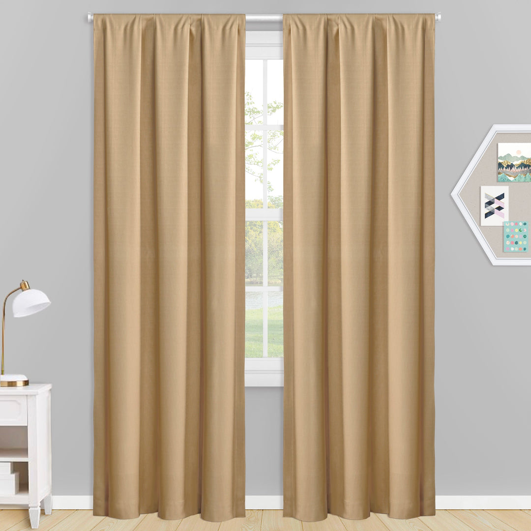 Vanguard Solid Blackout Rod Pocket Curtain Panel Pair - PoshBlu