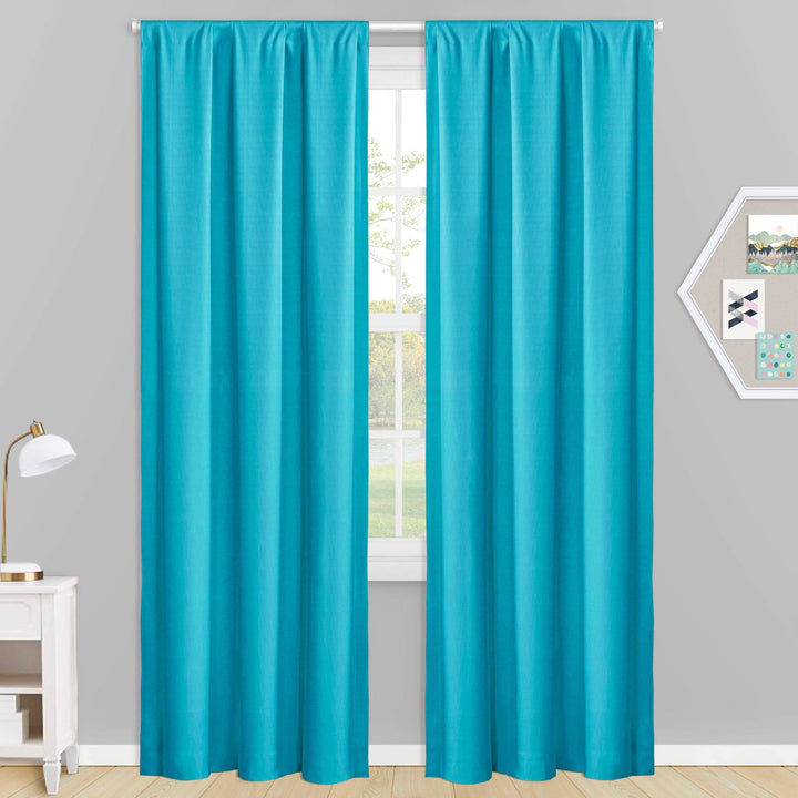 Vanguard Solid Blackout Rod Pocket Curtain Panel Pair - PoshBlu