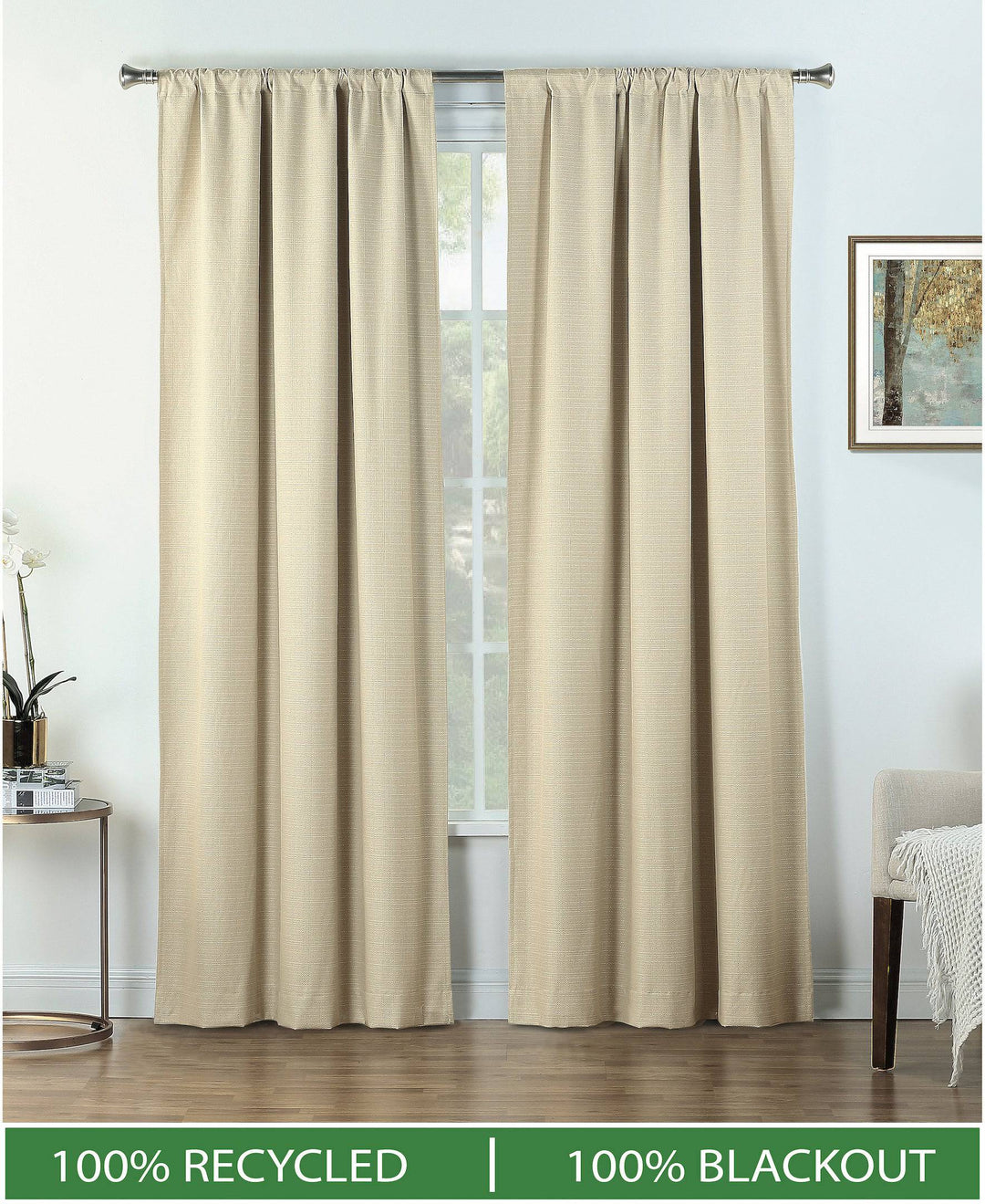 SUN+BLK 100% Recycled Total Blackout Curtains 2-Pack - PoshBlu