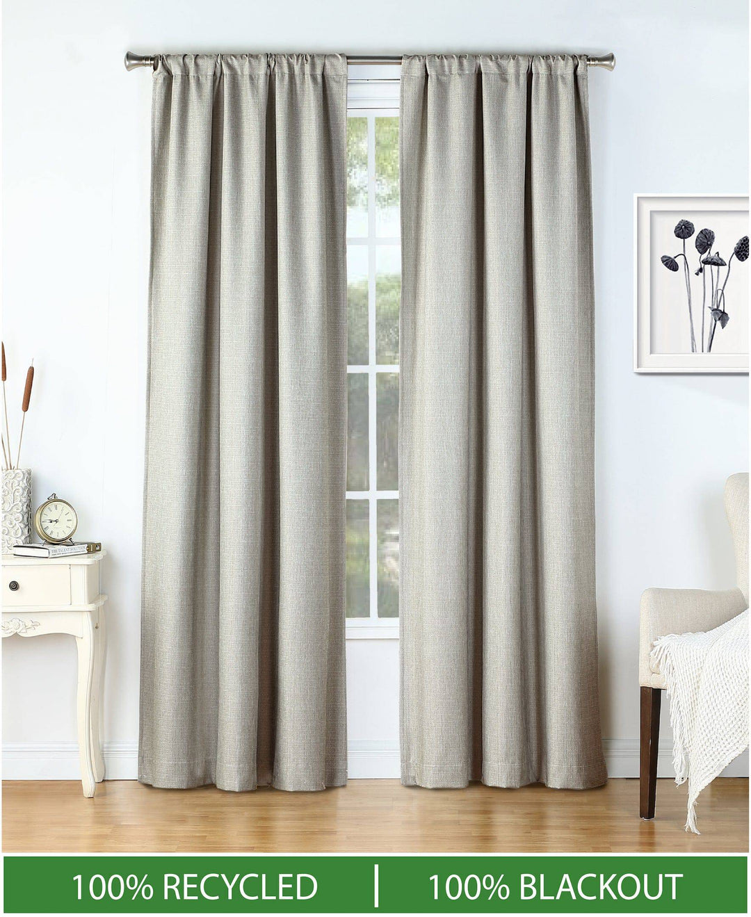 SUN+BLK Ecologee 100% Recycled Total Blackout Curtains 2-Pack - PoshBlu