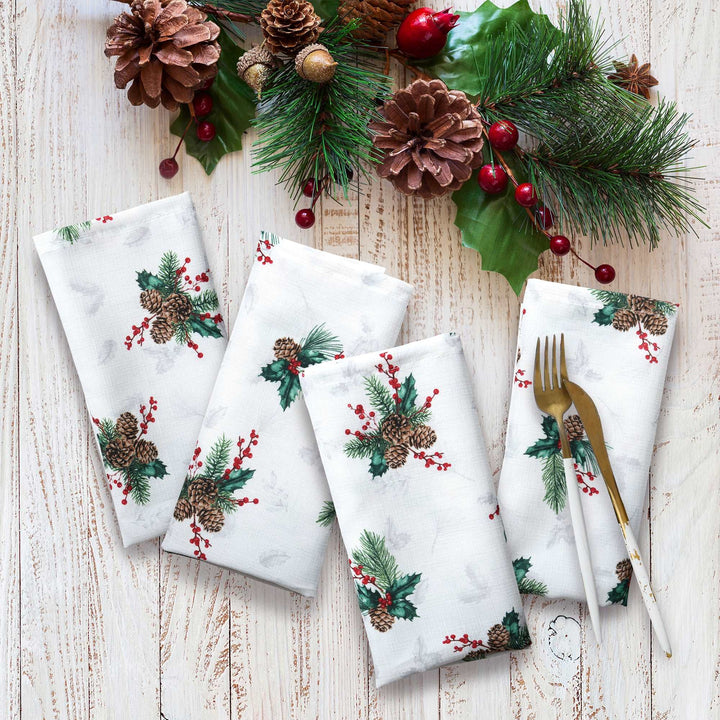 Christmas Joy Holiday Cloth Napkins- Set of 4 - PoshBlu