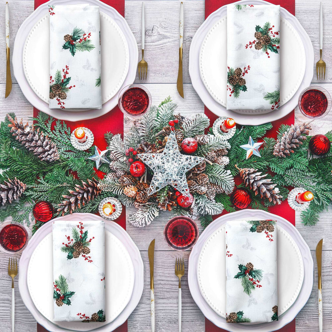 Christmas Joy Holiday Cloth Napkins- Set of 4 - PoshBlu