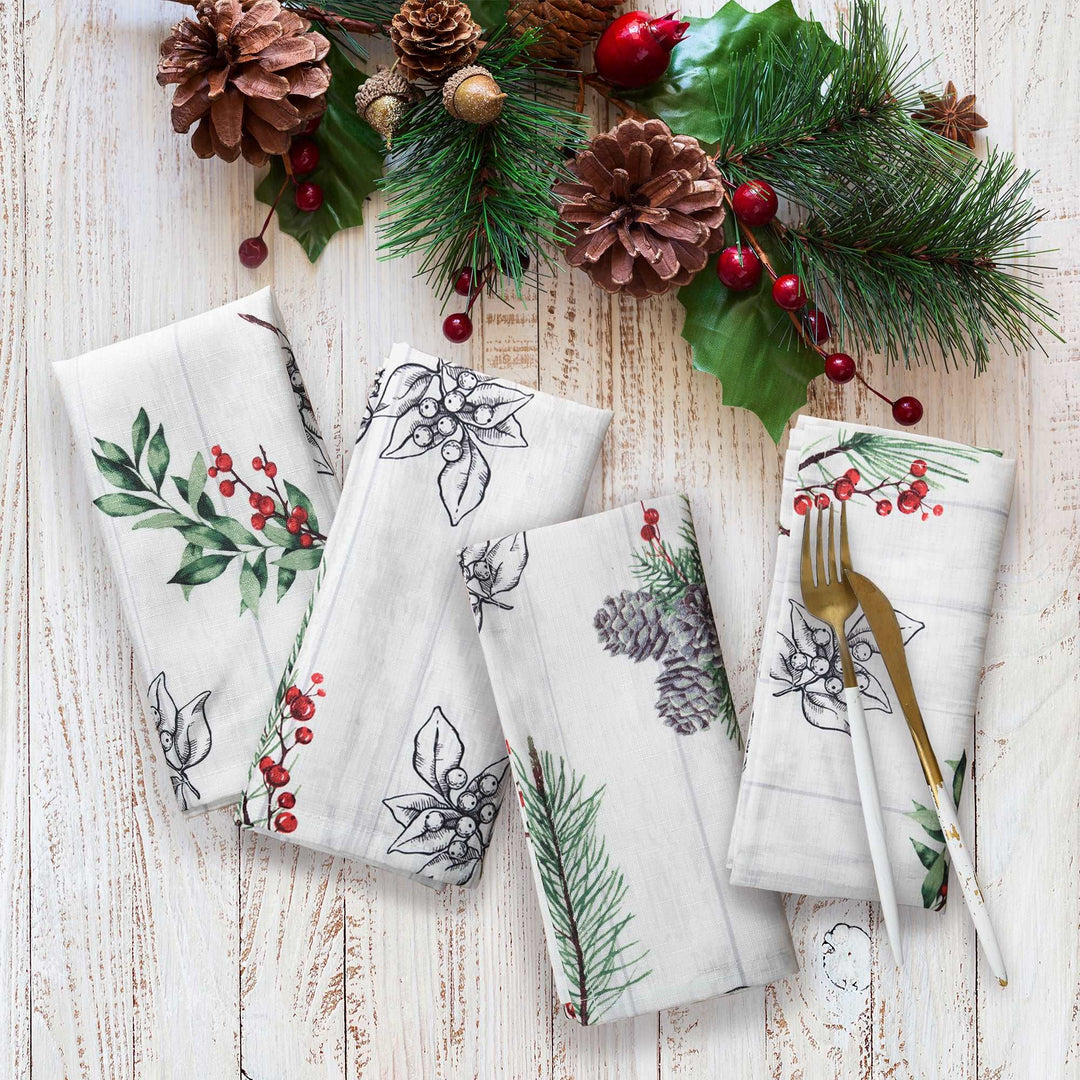 Farmhouse Holiday Napkins- Set of 4 - PoshBlu