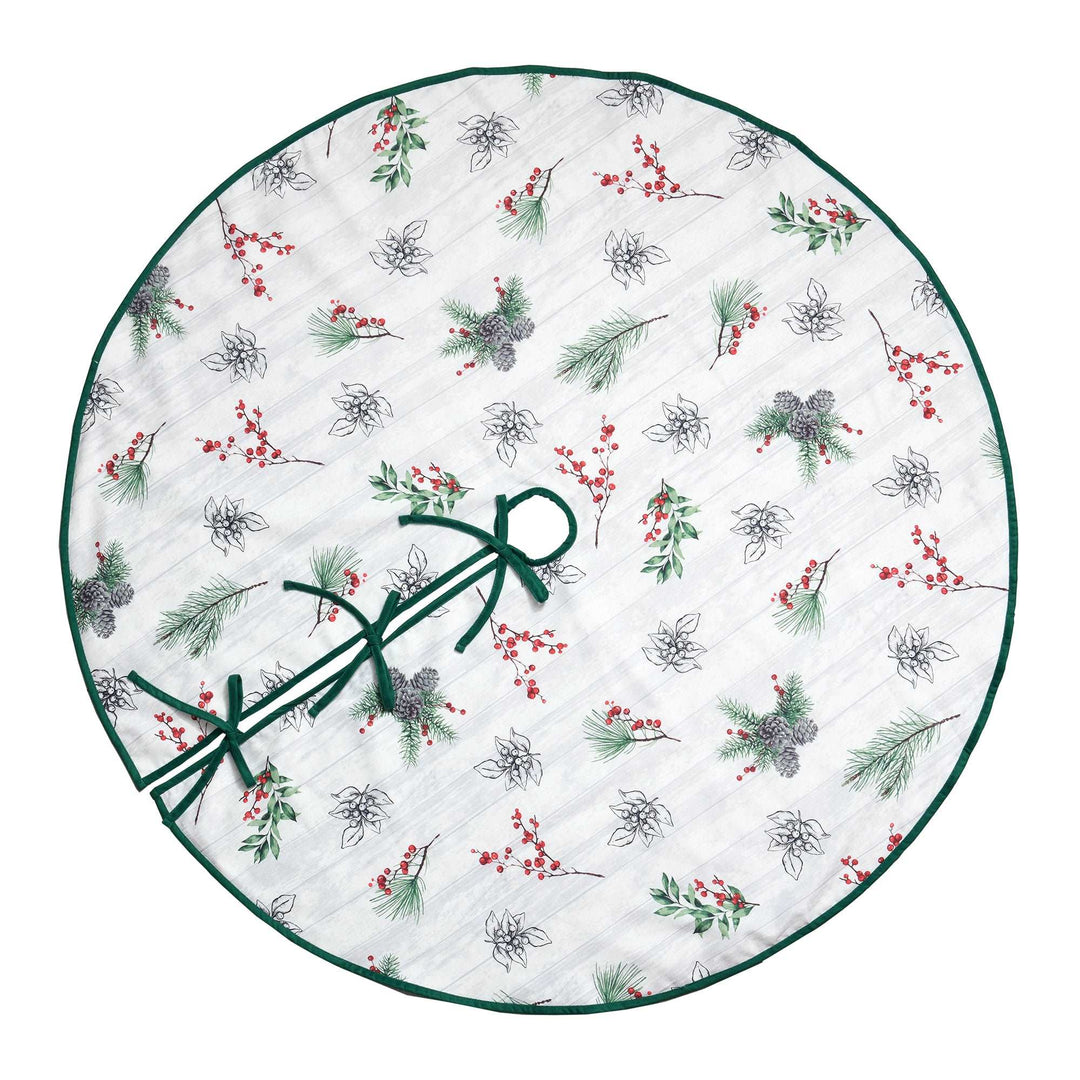 Farmhouse Holiday Tree Skirt - Green - PoshBlu