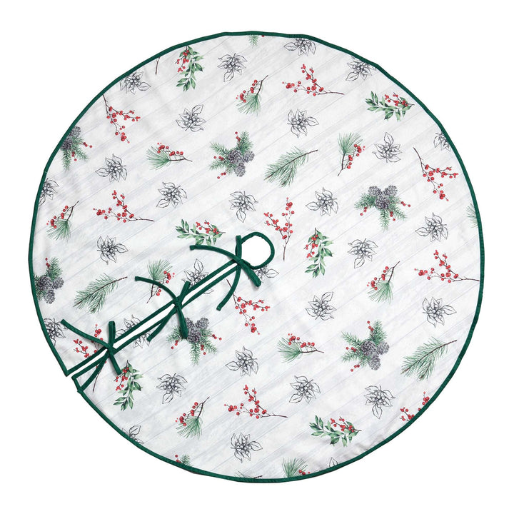 Farmhouse Holiday Tree Skirt - Green - PoshBlu