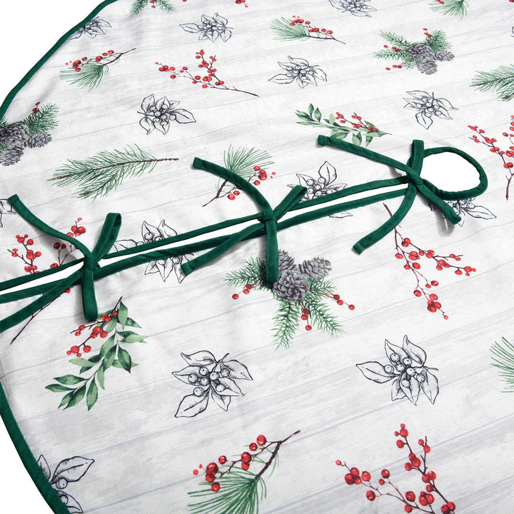 Farmhouse Holiday Tree Skirt - Green - PoshBlu