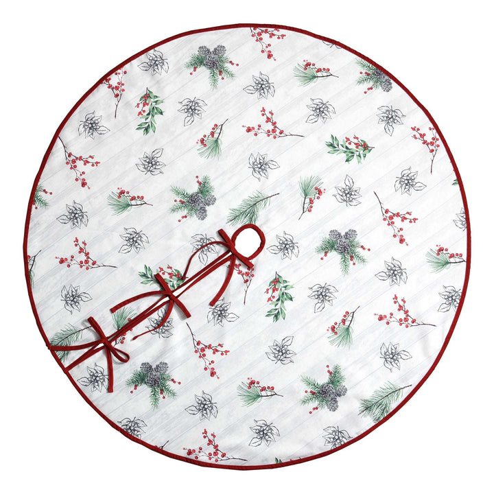 Farmhouse Holiday Tree Skirt - Red - PoshBlu