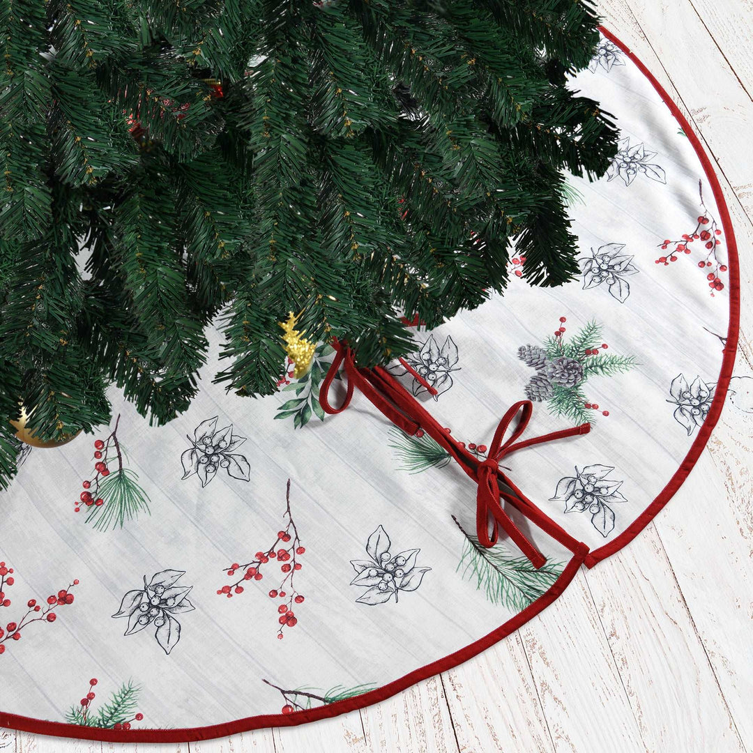 Farmhouse Holiday Tree Skirt - Red - PoshBlu