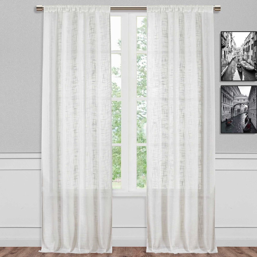 Jolene Open-Weave Semi Sheer Single Curtain Panel - PoshBlu