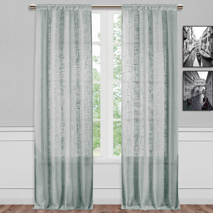 Jolene Open-Weave Semi Sheer Single Curtain Panel - PoshBlu