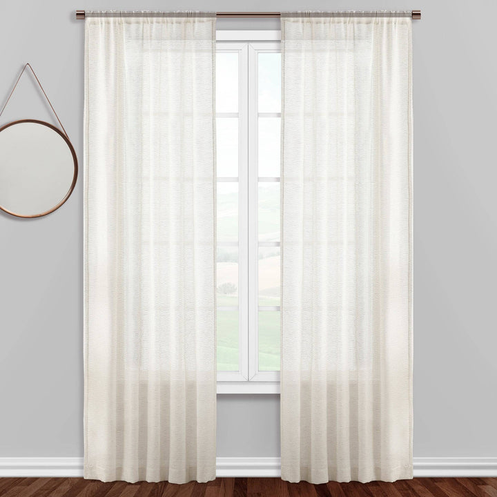 Venezia Linen Blend Semi Sheer Single Curtain Panel - PoshBlu