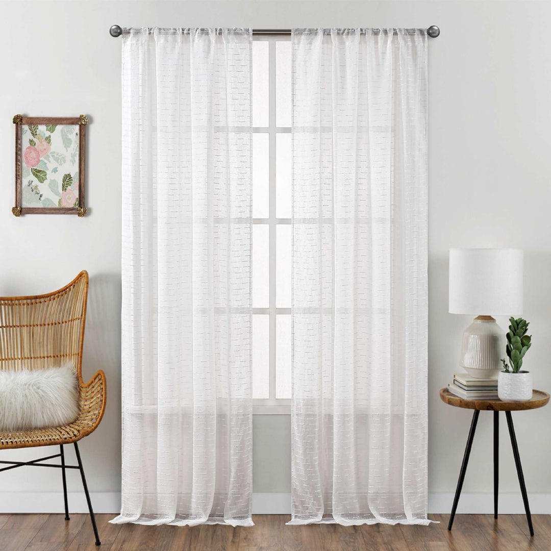 Nottinghill Polyester Semi Sheer Curtain Panel Pair - PoshBlu