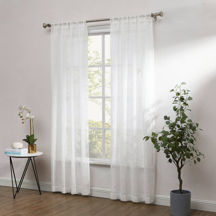 Providence Linen Semi-Sheer Curtain Panel Pair - PoshBlu