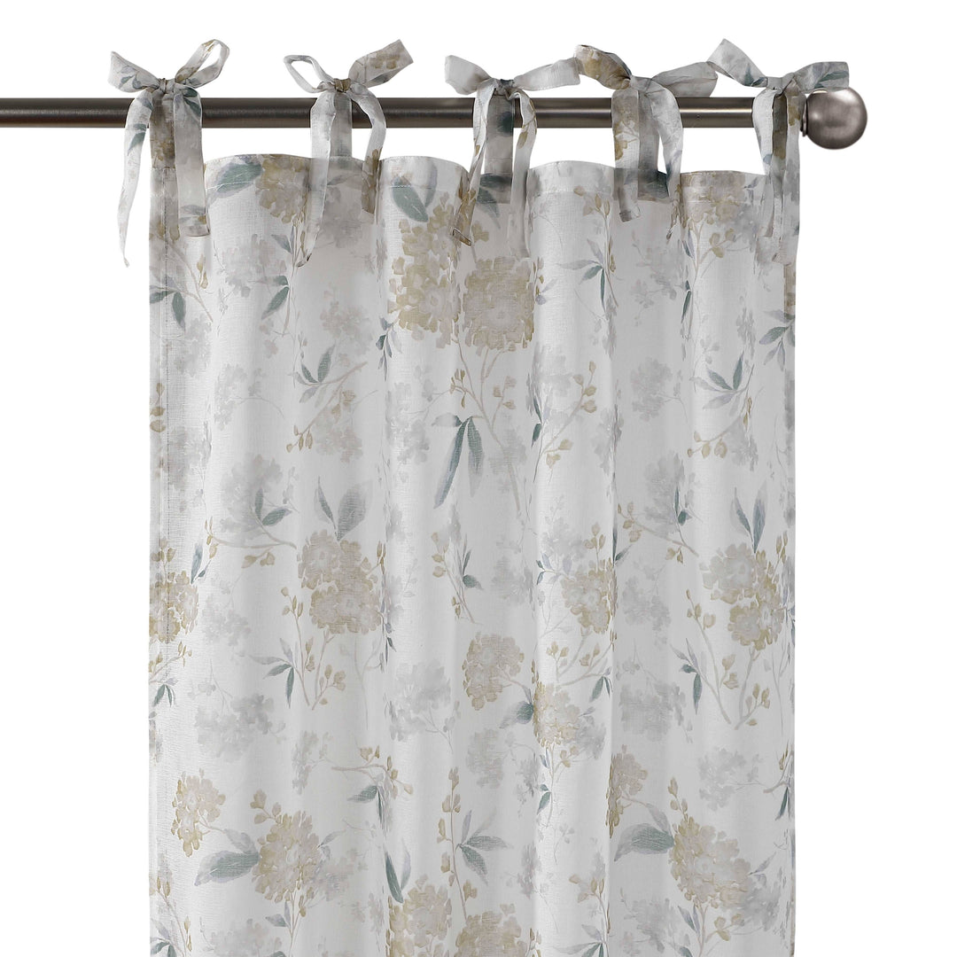 Jillian Floral Printed Sheer Curtain Panel Pair - PoshBlu