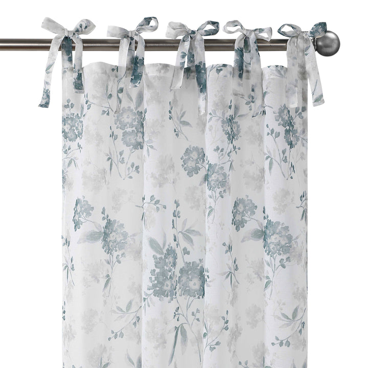 Jillian Floral Printed Sheer Curtain Panel Pair - PoshBlu