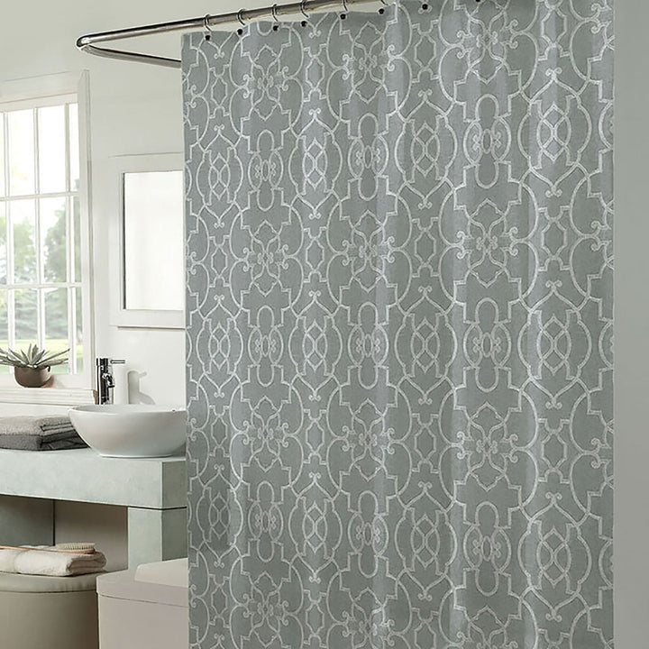 Trousseau Printed Linen Shower Curtain - PoshBlu