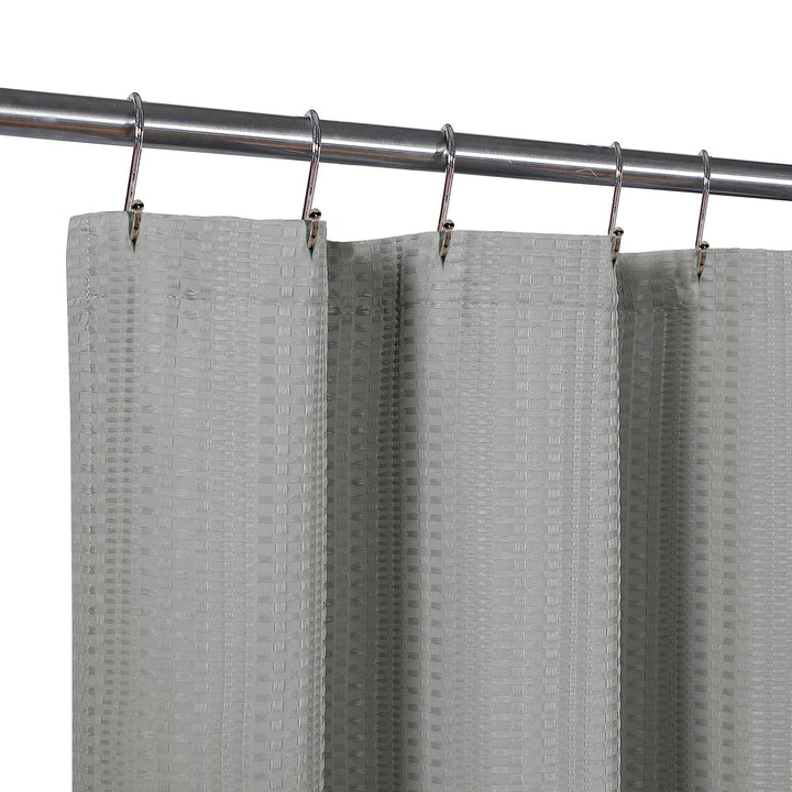 Bridgeport Grey Waffle Weave Linen Shower Curtain - PoshBlu