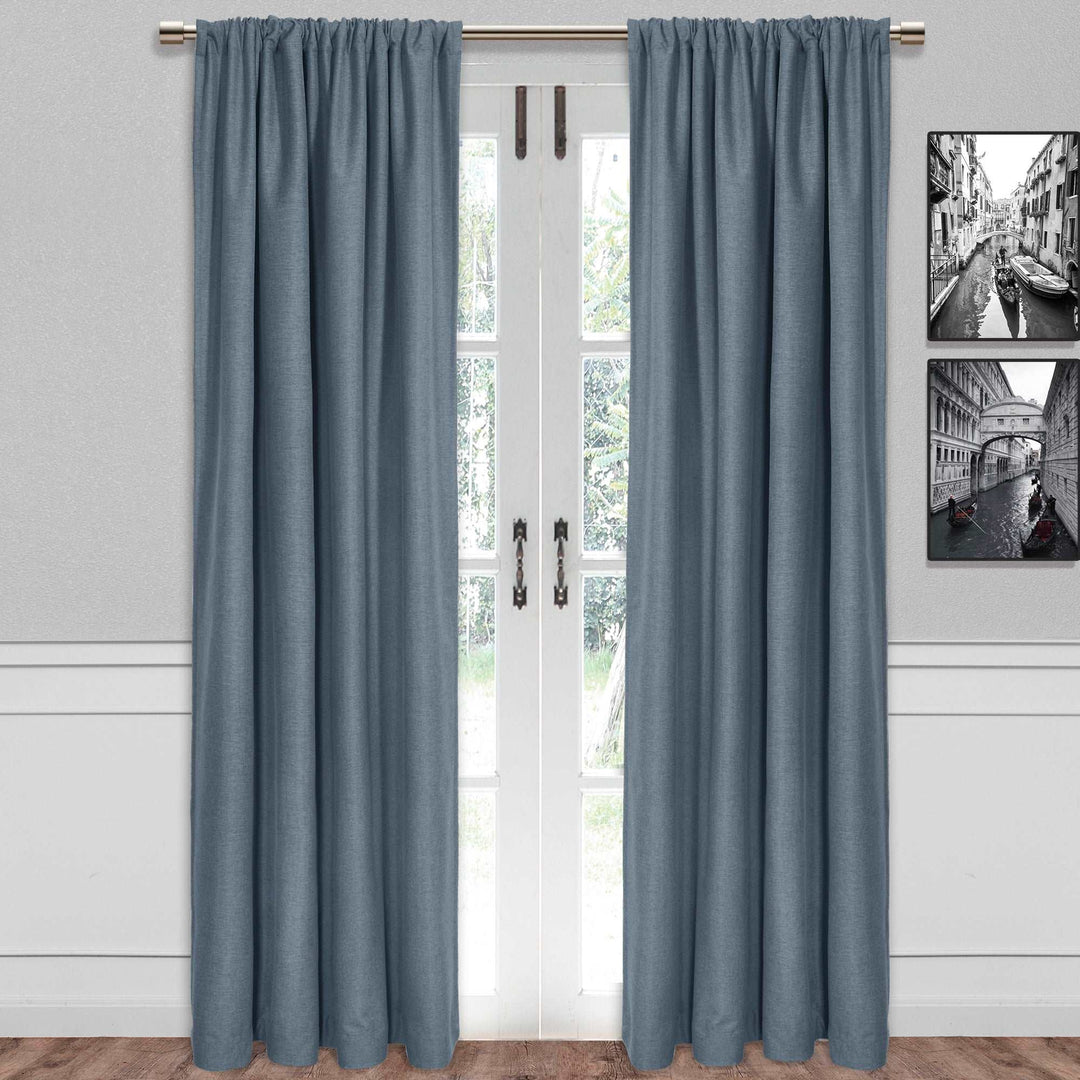 SUN+BLK Bradley Thermal Insulated Rod Pocket Total Blackout Curtain, 1 Panel - PoshBlu