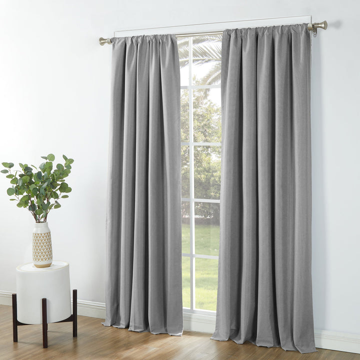 SUN+BLK Bradley Thermal Insulated Rod Pocket Total Blackout Curtain, 1 Panel - PoshBlu