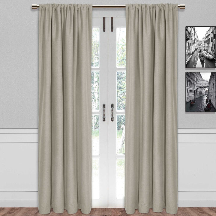 SUN+BLK Bradley Thermal Insulated Rod Pocket Total Blackout Curtain, 1 Panel - PoshBlu