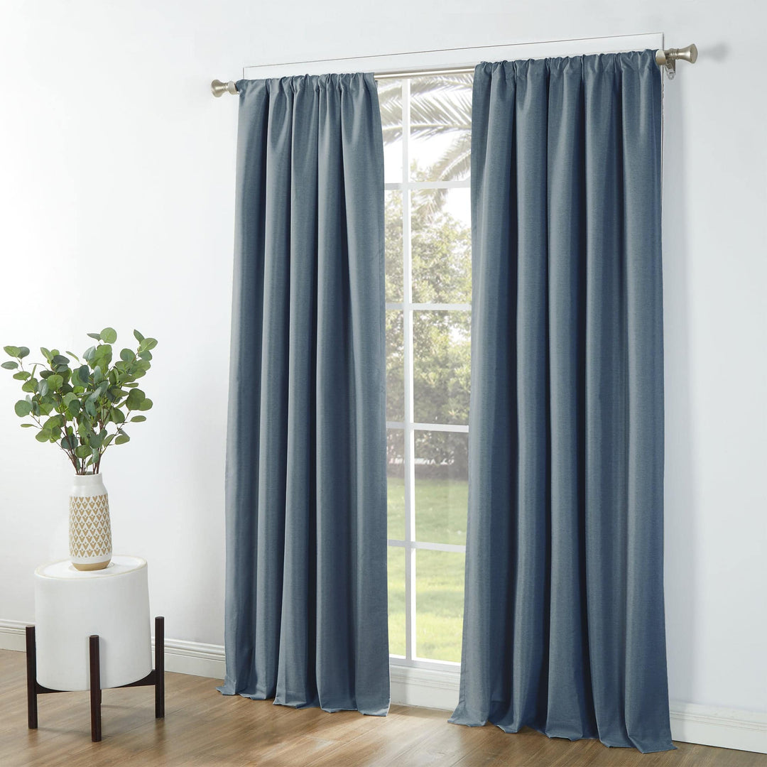 SUN+BLK Bradley Thermal Insulated Rod Pocket Total Blackout Curtain, 1 Panel - PoshBlu