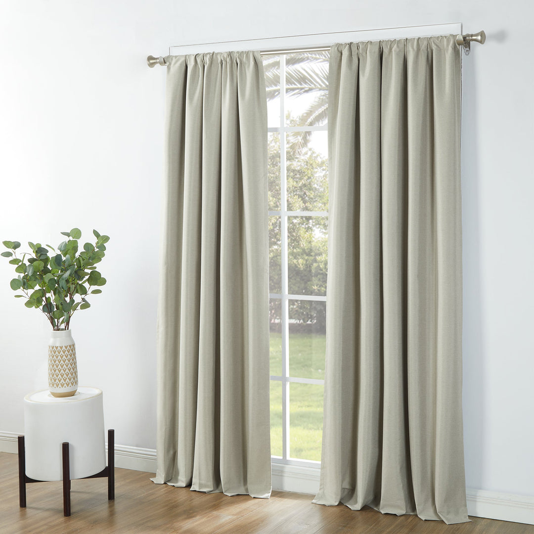 SUN+BLK Bradley Thermal Insulated Rod Pocket Total Blackout Curtain, 1 Panel - PoshBlu